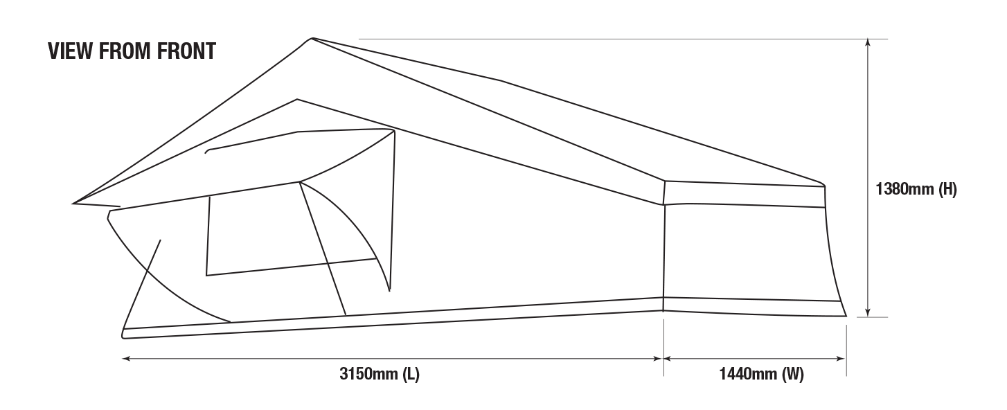 اندازه چادر سقفی آیرونمن